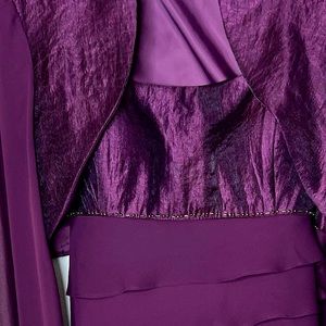 sz 16 Formal Set Beaded Cropped Jacket & Tiered Dress